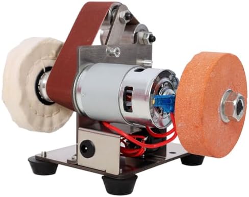 3-In-1 Mini Belt Sander, Small Bench Grinder Kit with 7 Speed Adjustable Power Polisher and DIY Polishing Grinding Tool,for Metal Wood DIY Handcraft, Tool & Knife Sharpening