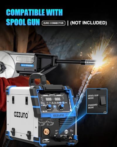 AZZUNO Single PULSE MIG Welder Machine 175A 110V/220V 6-in-1 Spool Gun Fit