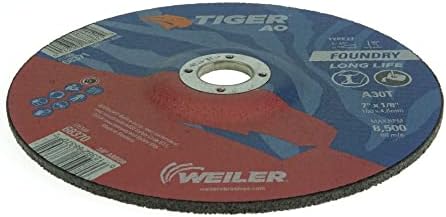 Weiler 68370 7" x 1/8" Tiger AO Type 27 Cut and Grind Combo Wheel A30T 7/8 A.H, (Pack of 25)