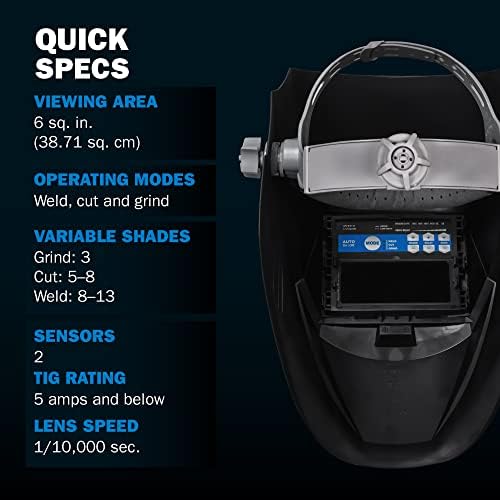 Miller 287803 Classic Series VS Welding Helmet, Auto-Darkening, Black