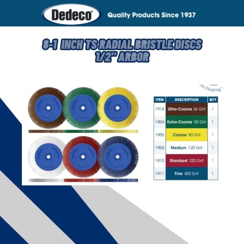 Dedeco Sunburst Radial Bristle Disc 1 Pack - 8" Straight - White 120 Grit (Medium) - Aluminum Oxide for Polishing & Finishing