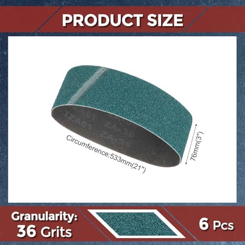 6 Pcs Sanding Belts 3 x 21 Inch 36 Grit Zirconia