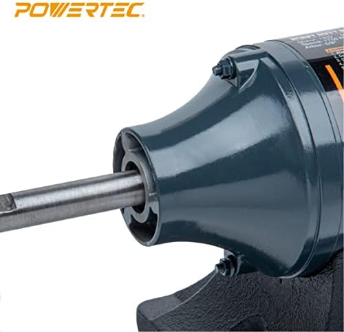POWERTEC 8-Inch Bench Buffer Jewelry Polisher - Includes 2PCs 80Ply Thic Buffing Wheels | Slow Speed Long Shaft Benchtop Machine for Polishing Metal, Jewelry, Knives, Wood, Jade, and Plastic (BF800)