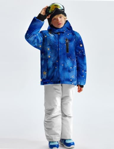 GEMYSE Boy's Waterproof Ski Snow Jacket Fleece Kids Winter Coat with Hood