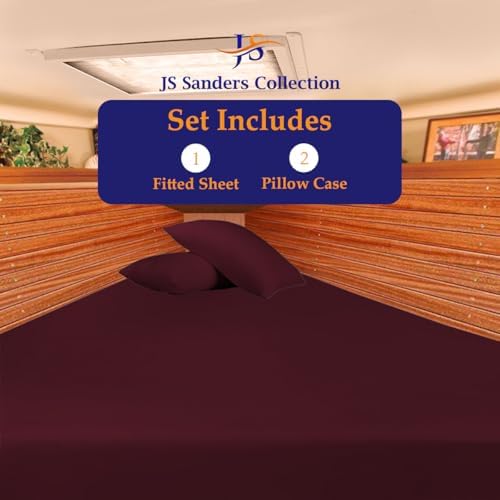 JS Sanders XL V Berth Boat Sheet 3 Pcs 600 TC Egyptian Cotton,Wine