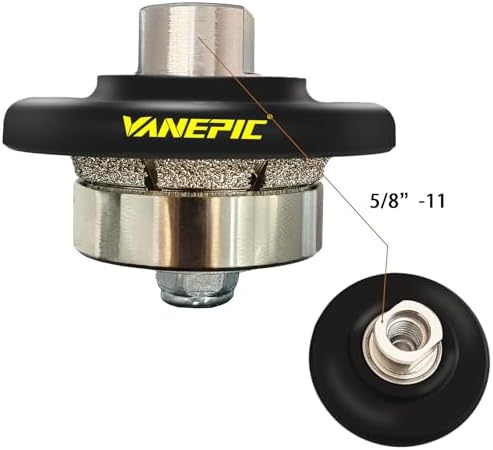 3/16 inch B5 Diamond Demi bullnose Half Bullnose Profile Wheel Diamond Hand Profiler Router bit with 5/8-11 Thread for Grinder Polisher Granite Marble Concrete and Countertop Edge