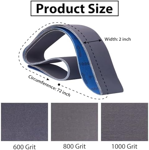 2 x 72 Silicon Carbide Knife Sharpening Sanding Belts, 6 Pack