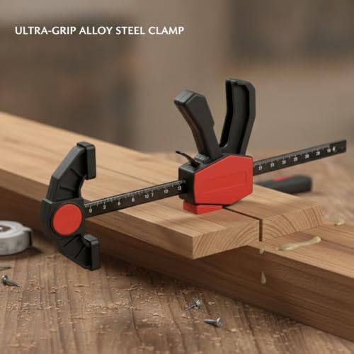 Multipurpose Horizontal Hold Down F-Clamp for Woodworking and Metalwork, 17.7 Inch Capacity Alloy Steel Workholding Device