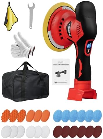 Cordless Car Polisher for Car Detailing Compatible, Red