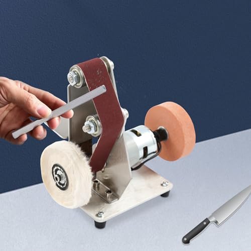 Mini Belt Sander Electric Bench Grinder Sanding Machine Table Top Grinder Polisher Electric Spindle Sander for Metal Working