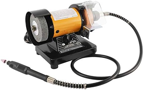 3" Multipurpose Mini Bench Grinder Polisher with 31" Long Flexible Shaft and Accessories, Variable Speed Dial 0-10000 RPM, 110V 150W Single Phase Motor