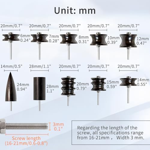 BAUSATZ Leather Polishing Machine, Leather Edge Burnishing Machine, Electric Leather Edge Burnisher Polisher Tool 10pcs Leather Burnisher Bits, Adjustable Speed (0-24000RPM) Polishing Grinding Machine