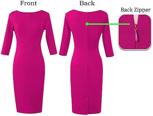 VFSHOW Womens Work Business Office Zipper Up Slim Bodycon Sheath Dress