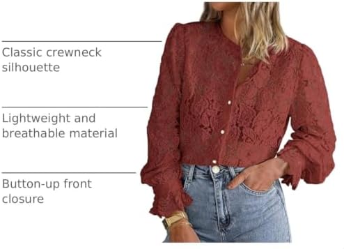 PRETTYGARDEN Women's Fall Trendy Long Sleeve Lace Tops