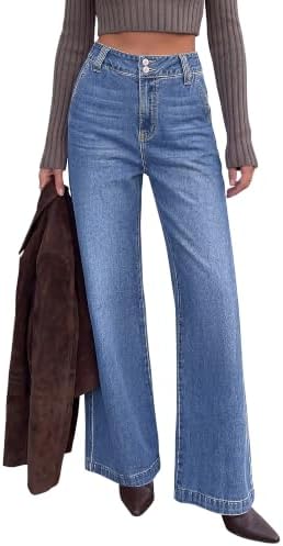 KIRUNDO Wide Leg Jeans for Women High Waisted Denim Pants