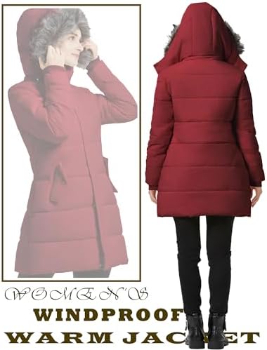 GGleaf Women's Winter Puffer Coat with Removable Fur Hood Warm Snow Jacket