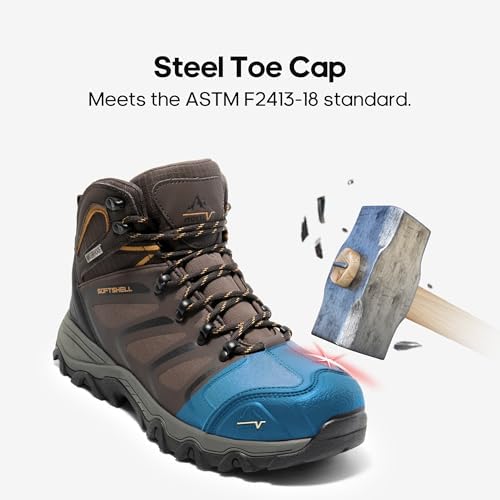 NORTIV 8 Waterproof Steel Toe Work Boots for Men