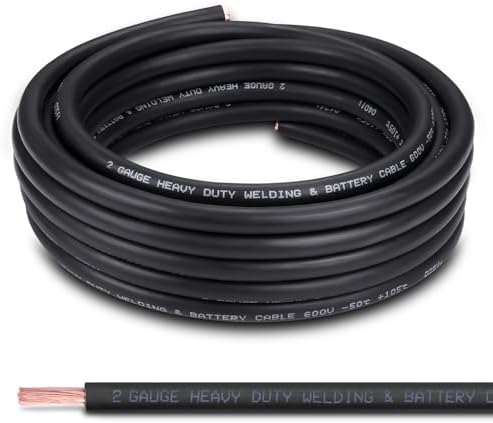 2 Gauge Battery Cable,30FT Black 2 AWG Pure Copper Wire Welding Cable, for Automotive, Battery, Solar and Generator, Standard USA OFC Wire