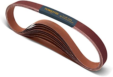 POWERTEC 1x30 Sanding Belts, 10PK, 40 Grit Aluminum Oxide 1 x 30 inch Sanding Belts for Belt Grinder, Belt and Disc Sander, Knife Sharpening, Woodworking, Metalworking (111270)