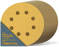 POWERTEC 5 Inch 8 Hole Sanding Discs - 80/100/120/150/220 Grits Sandpaper (20 Each, 100-Pack), Assorted 5" Hook and Loop Sanding Pads for Orbital Sander, Air, DA Sander (44001XG-100V)
