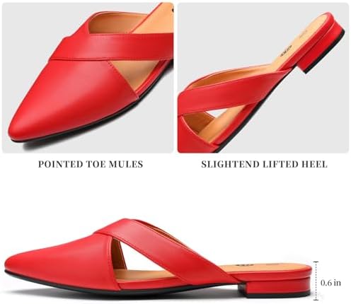 Rekayla Women's Mules Closed Pointed Toe Flats Backless Loafers Shoes for Women