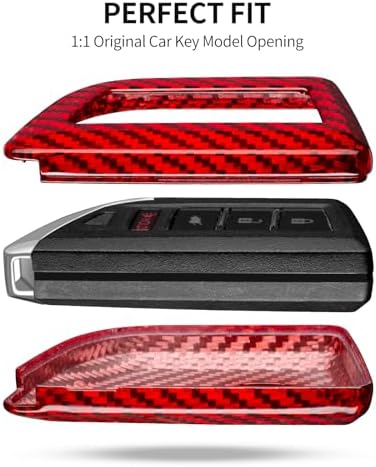 T-carbon Key Fob Cover with Keychain Fits Acura MDX 2023 4Buttons Smart Remote Keyless Accessories,Glass Fiber Key Case Protector Fits Acura Integra RDX RLX NSX ILX TLX TLX-L CDX 2022-2025 Red