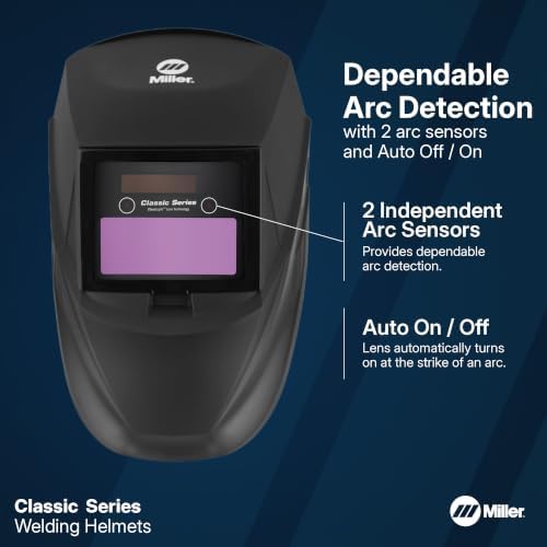Miller Classic Series Welding Helmet, ClearLight™, Shade 8-13, Metal Matrix
