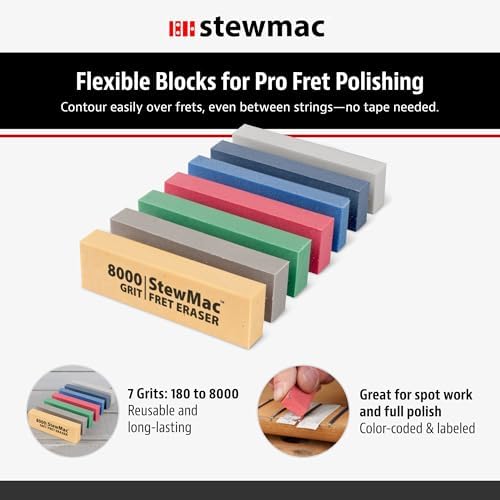 StewMac Fret Erasers, Complete Set of 7 Fret Polishing Blocks