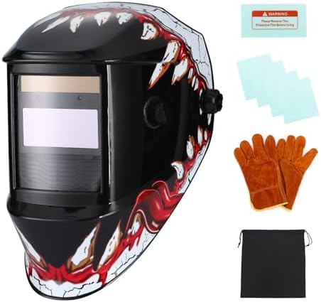 Solar Battery Powered 3.94''X1.93'' Large View Wide Shade 4/9-13 for TIG MIG ARC Cool Welder Mask Hood Helmet