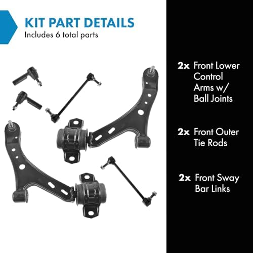 TRQ Front Steering & Suspension Kit Control Arm with Ball Joint Sway Bar