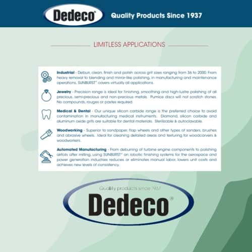 Dedeco Sunburst Radial Bristle Discs 6-Pack - 7/8" Curved 4-Ply Mounted Discs - Light Green 14000 Grit (Ultra-Fine, 1 Micron) - Aluminum Oxide for Polishing & Finishing