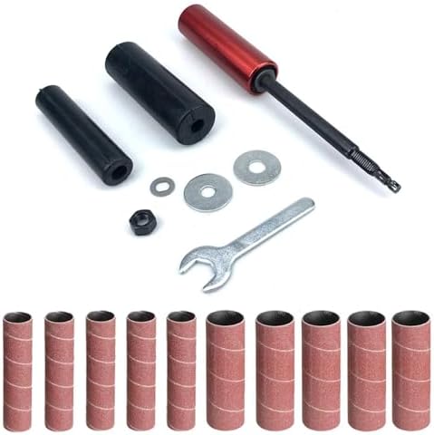 14 Pack Spindle Sander Sleeves Drum Sander Kit Set Sanding Sleeves Spindle Adapter Rubber Drum Wrench Suitable for Woodworking Metal with