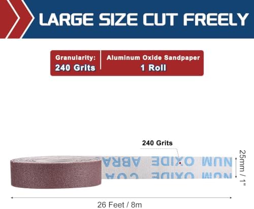 Sandpaper Roll 1Inch 25FT 240Grit Aluminum Oxide Emery Cloth Roll