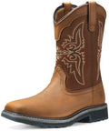 NINGO Steel Toe Boots for Men, Comfortable Square Toe Cowboy Work Boots