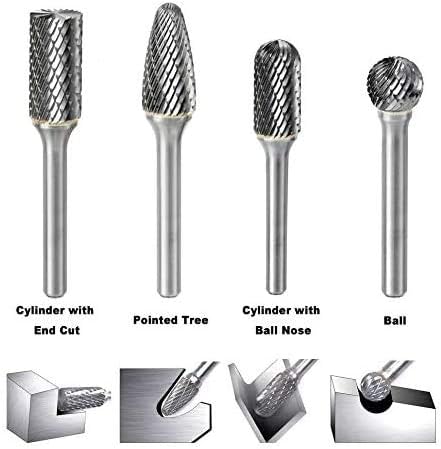 Carbide Burr Set with 1/4''(6.35mm) Shank Double Cut 8pcs
