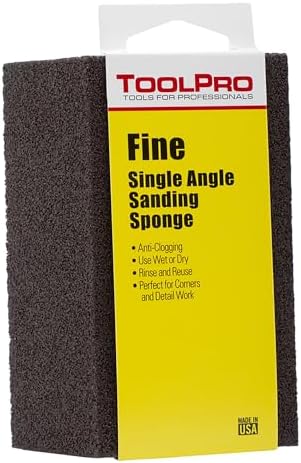 ToolPro Fine Grit Sanding Sponges 24-Pack - Single-Angle Washable Sanding Blocks for Drywall, Wood, and Fine Finishing