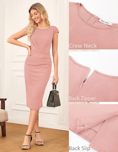GRACE KARIN Women's Cap Sleeve Bodycon Work Business Office Midi Dress