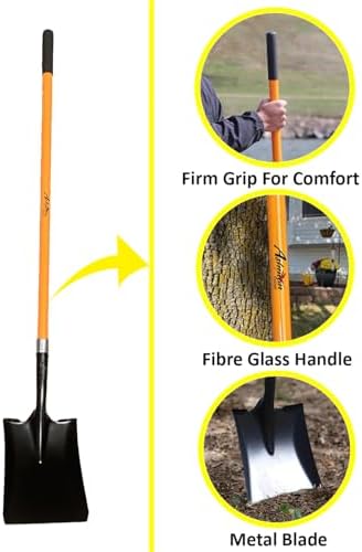 Ashman Heavy-Duty Transfer Shovel (1 Pack) with 47-Inch long Durable Handle and Blade- Ideal for Construction, Landscaping, Gardening, and Snow Removal- Durable, Rust-Resistant, and Multipurpose Scoop