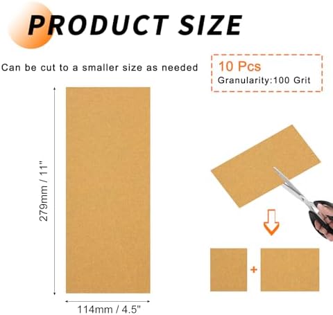 10 Pcs 100 Grit Sandpaper 4.5 x 11 Inch Sand Paper Alumina Gold