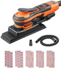 VEVOR 3/8 Sheet 3A EC Brushless Sander, Max. 10000RPM Variable Speed Sheet Finishing Sander with 10PCS Sandpapers and Vacuum Cleaner Adapter for Woodworking