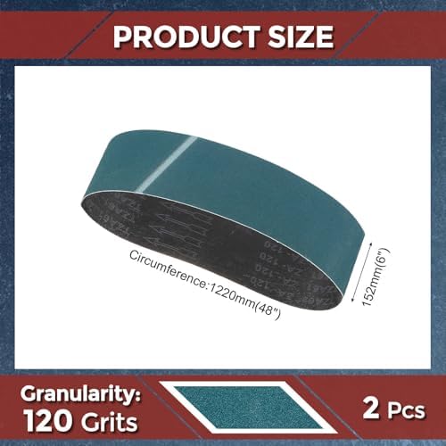 2 Pcs Sanding Belts 6 x 48 Inch 120 Grit Zirconia