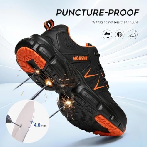 Hogent Steel Toe Shoes for Men Women - Non Slip & Lightweight Work Shoes