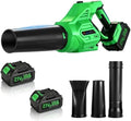 Cordless Leaf Blower, 20V Electric Handheld Leaf Blower and Charger,650CFM 288MPH, 6 Speed Modes,Lightweight Battery Powered Blower for Blowing Leaves, Dust, Snow, Patio Yard Lawn Care Green