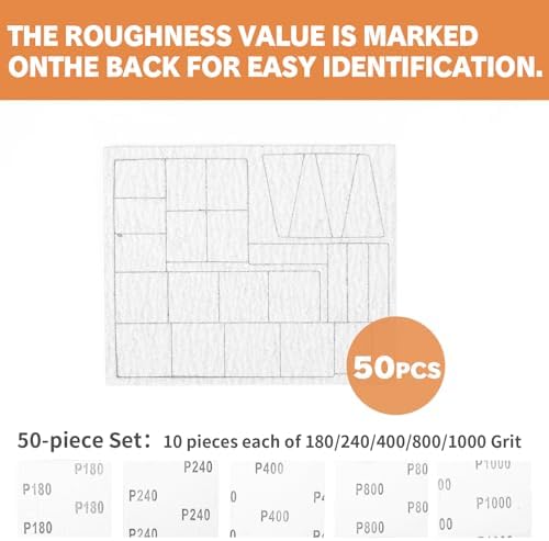 Sanderpaper for Reciprocating Sander RSH-1000, 180/240/400/800/1000 Grits Each 10pcs with Each 24 Pads