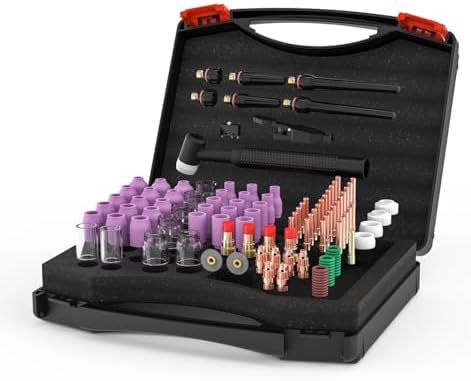 123 Pcs TIG Welding Torch Kit - Alumina Nozzle, Collets, Stubby Gas Lens #12 Heatproof Glass Cup, Consumables for WP-17/18/26