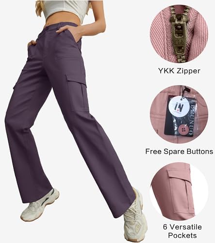 Lepunuo Cargo Pants for Women High Waisted Casual Pants Baggy Stretchy Wide Leg Y2K Streetwear with 6 Pockets