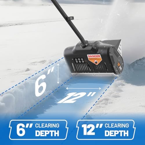 Litheli 20V Cordless Snow Shovel, 12'' Brushless Electric Snow Blower with 4Ah Batteries Included, Lightweight Battery-Powered Snow Thrower for Driveway & Sidewalk