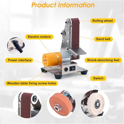 Mini Belt Sander for Knife Making, 3 IN 1 Electric Power Bench Belt Sanders