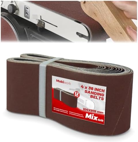 12 Pack 4x36 Inch Sanding Belts, Assorted 80–400 Grit Aluminum Oxide Abrasive Belts for Belt Sander, Woodworking, Metal Polishing & Surface Preparation
