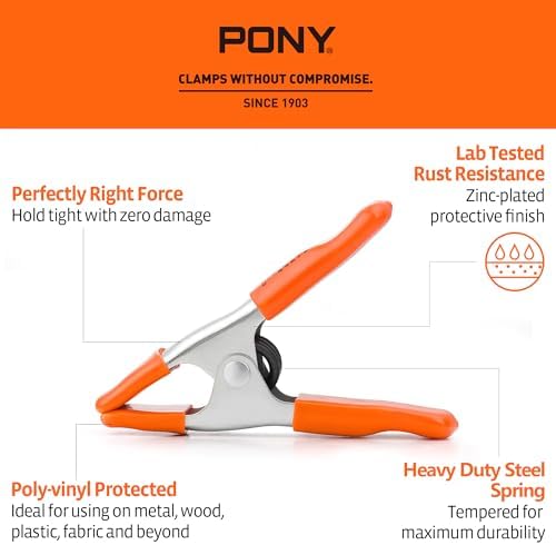 PONY 4" Heavy Duty Metal Spring Clamps with Protective Tips, 10-Piece